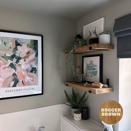 Pair of Rustic Wooden Shelves handcrafted in the UK Shelves masterplank-shop   