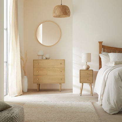 Scandinavian Light Oak Logan Narrow Bedside Table