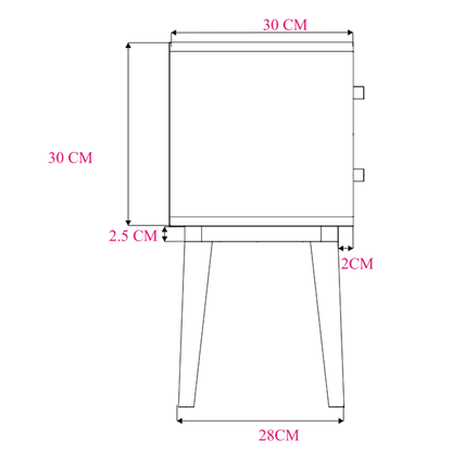 Scandinavian Walnut Logan Narrow Bedside Table