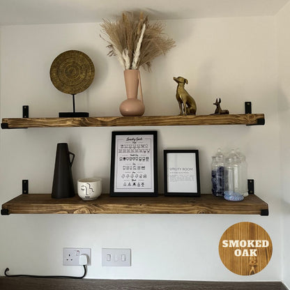 Pair of Rustic Wooden Shelves handcrafted in the UK Shelves masterplank-shop   