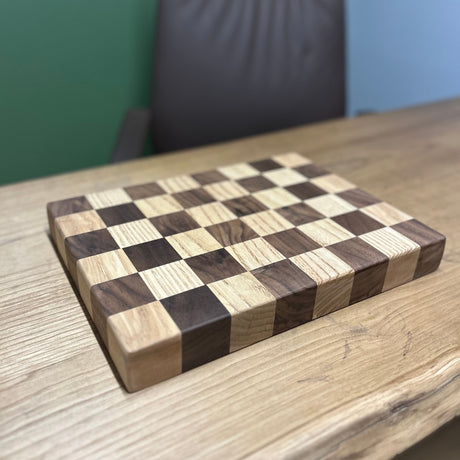 Solid Walnut and Ash Chessboard chopping board  Masterplank UK