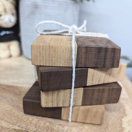Solid Walnut and Ash Coasters - Set of 4