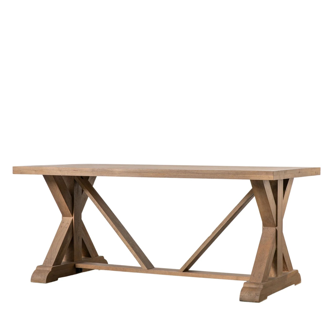 Tharna Solid Mango Crossed Shape Dining Table - Wooden legs