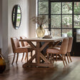 Tharna Solid Mango Crossed Shape Dining Table - Wooden legs