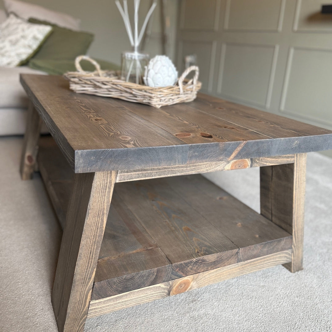 Rustic Trestle Coffee Table – Masterplank UK