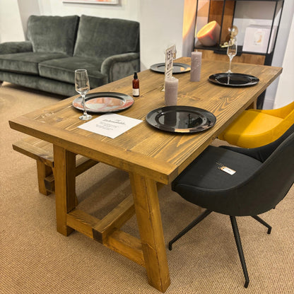 Rustic Pine Trestle Dining Table