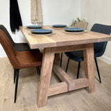 Chopwell - Solid Ash trestle dining table - thick legs masterplank shop