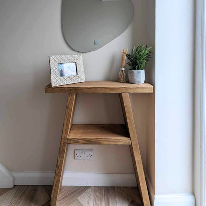Rustic Wooden console table and side table- Large Reclaimed Wooden milking stool Shelving Masterplank UK   