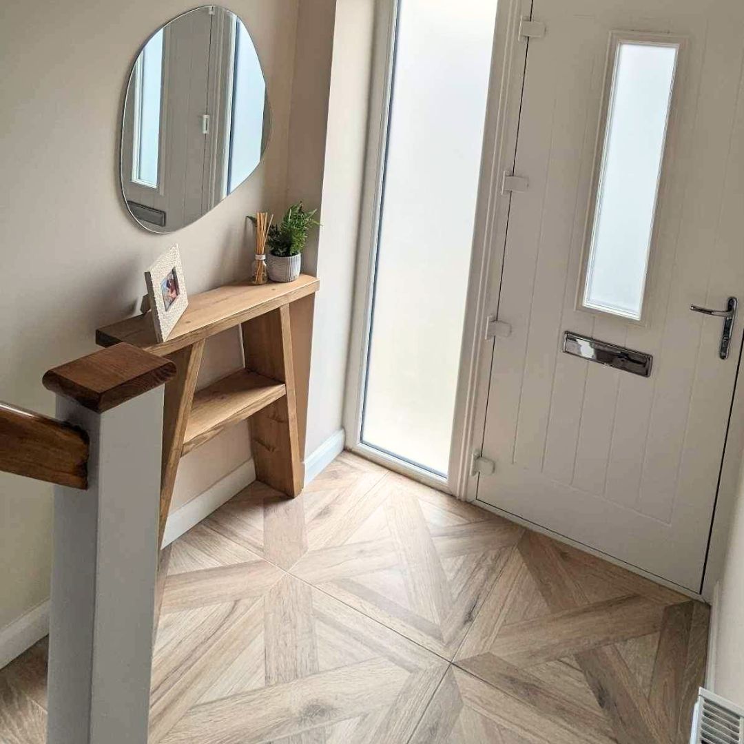 Rustic Wooden console table and side table- Large Reclaimed Wooden milking stool Shelving Masterplank UK   