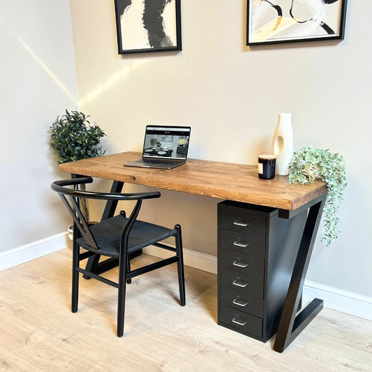 Rustic office desk - Z leg style Desks masterplank-shop   