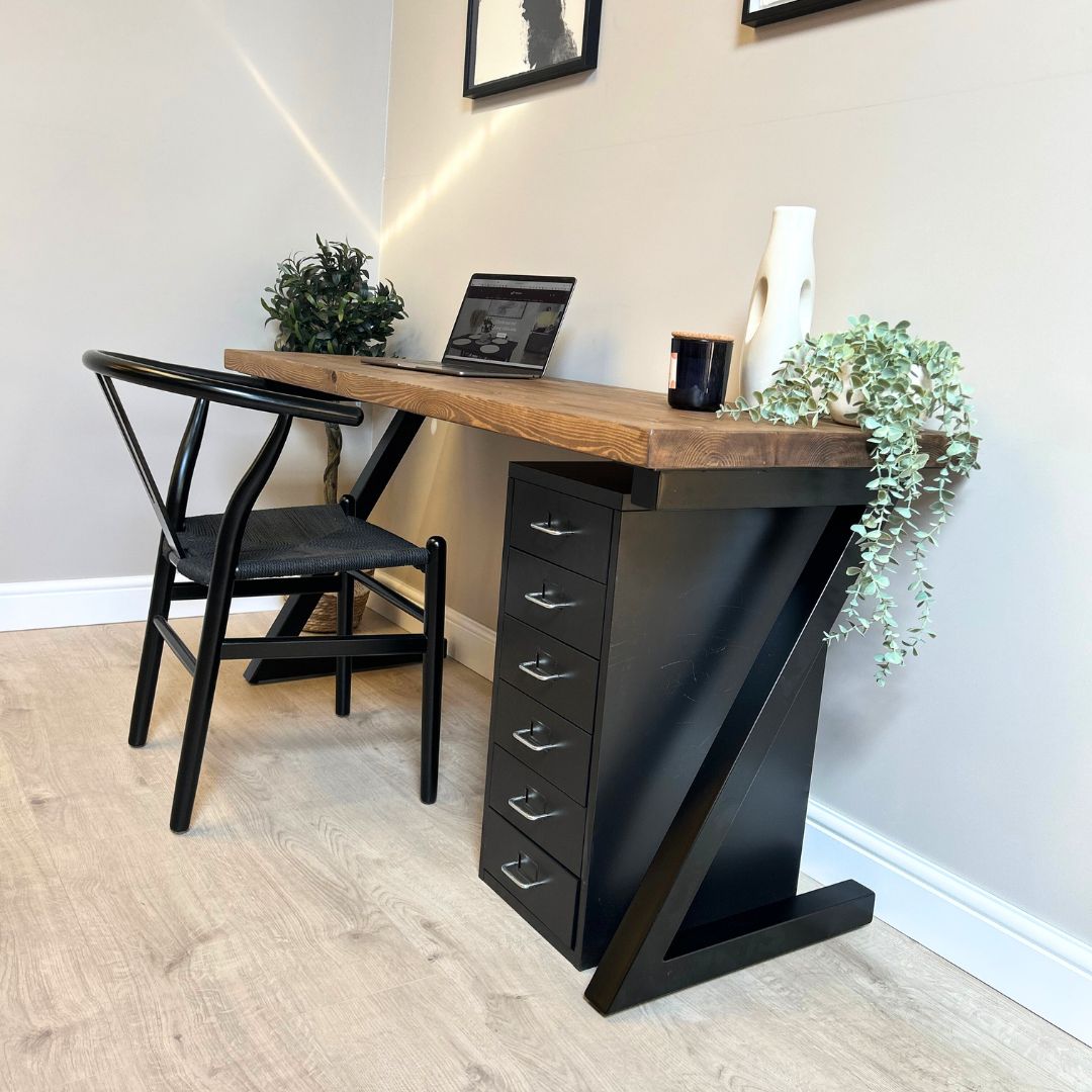 Rustic office desk - Z leg style Desks masterplank-shop   