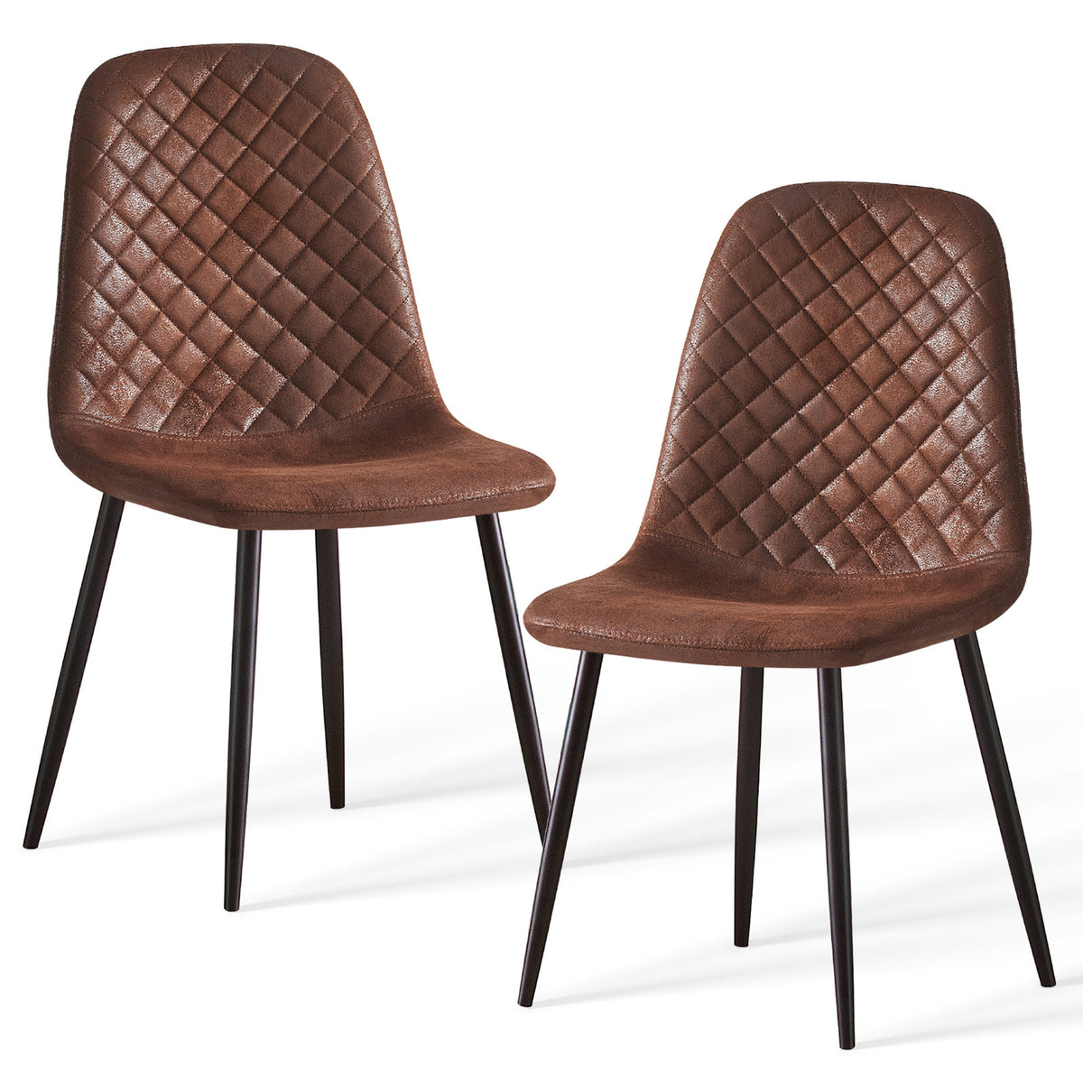 Caradoc dining chairs - Faux leather / Velvet - Set of Two