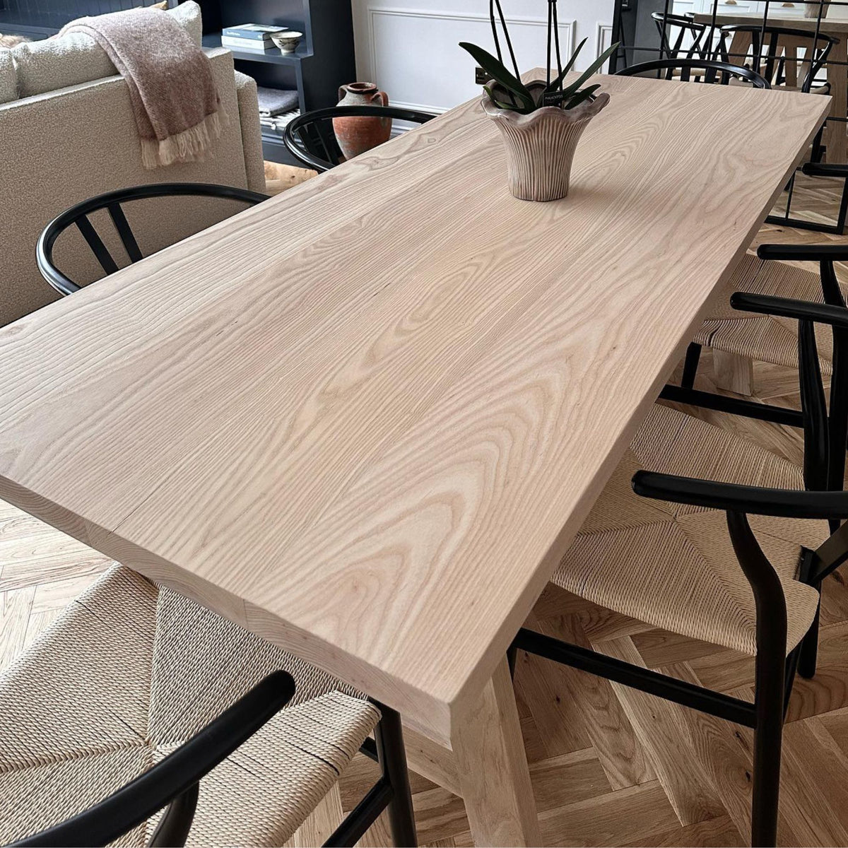 Rustic Ash Delamere - Solid Ash wooden trestle dining table – Masterplank UK