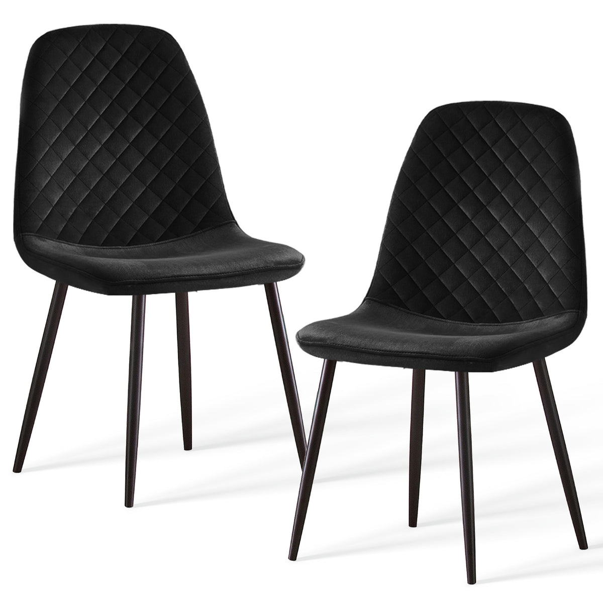 Caradoc dining chairs - Faux leather / Velvet - Set of Two