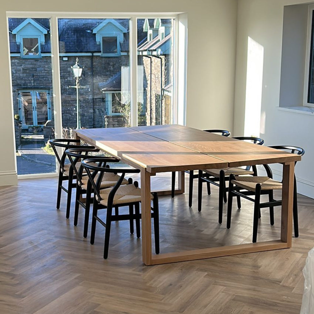 Burnan Solid Oak Dining Table Set - Oak Box legs
