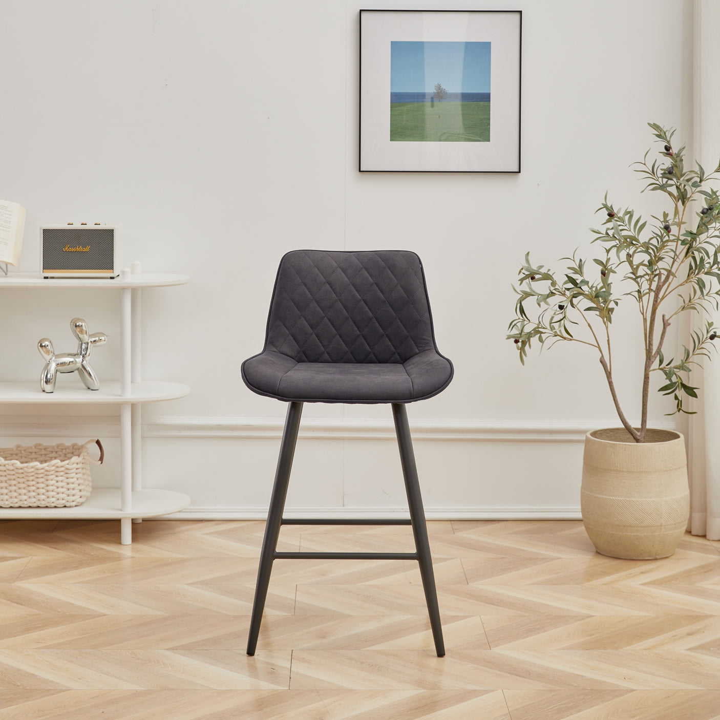 Masterplank Brennan high bar stool - Dark grey Faux leather  Masterplank UK   