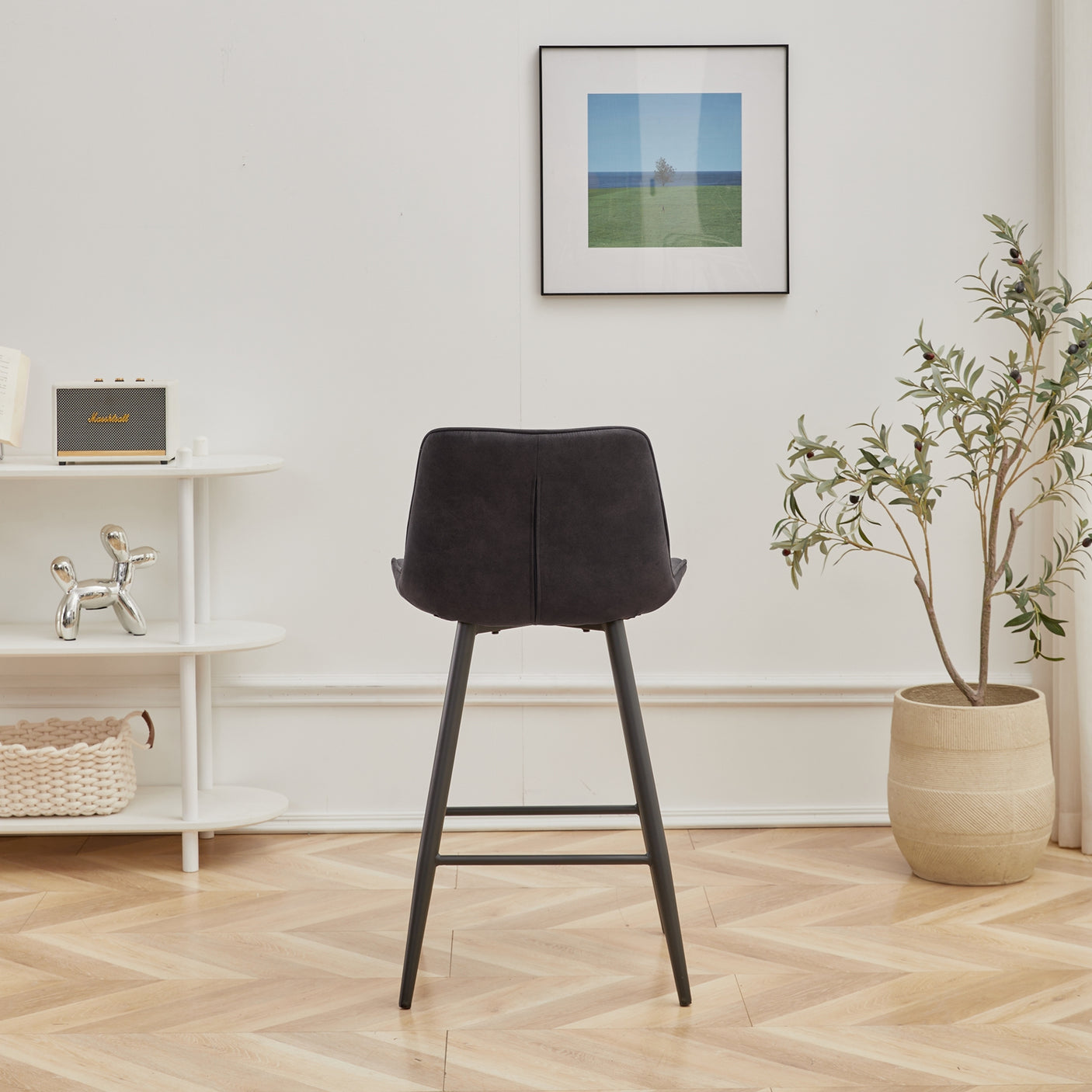 Masterplank Brennan high bar stool - Dark grey Faux leather  Masterplank UK   