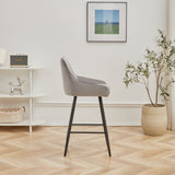 Masterplank Charlton High bar stool - Light grey Velvet fabric  Masterplank UK   