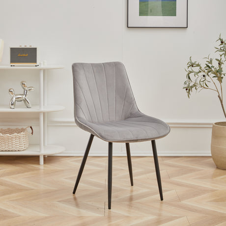 Masterplank Charlton Dining chair - Light grey Velvet fabric  Masterplank UK   