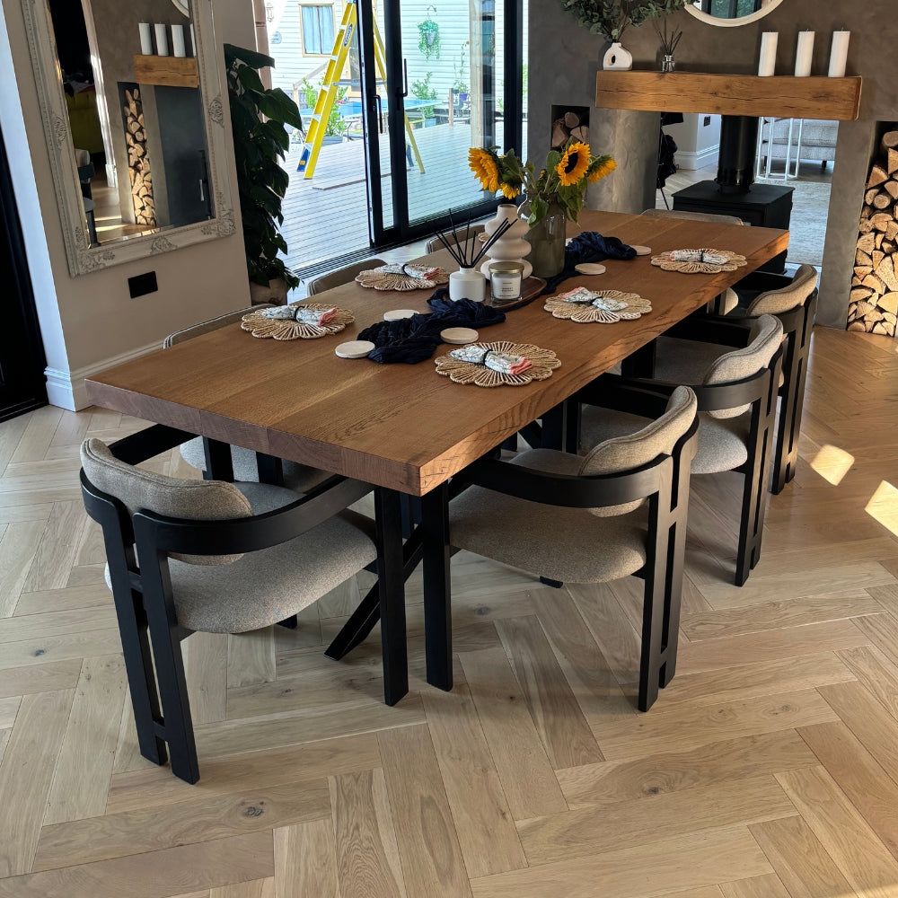 Rustic Chunky Solid Oak Dining Table and Bench set