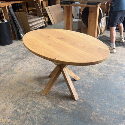 Ex Demo - Solid Oak Oval Table - 140cm x 90cm Stained in Bourbon