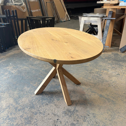 Ex Demo - Solid Oak Oval Table - 140cm x 90cm Stained in Bourbon