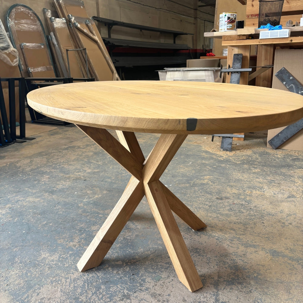 Ex Demo - Solid Oak Oval Table - 140cm x 90cm Stained in Bourbon