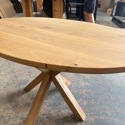Ex Demo - Solid Oak Oval Table - 140cm x 90cm Stained in Bourbon