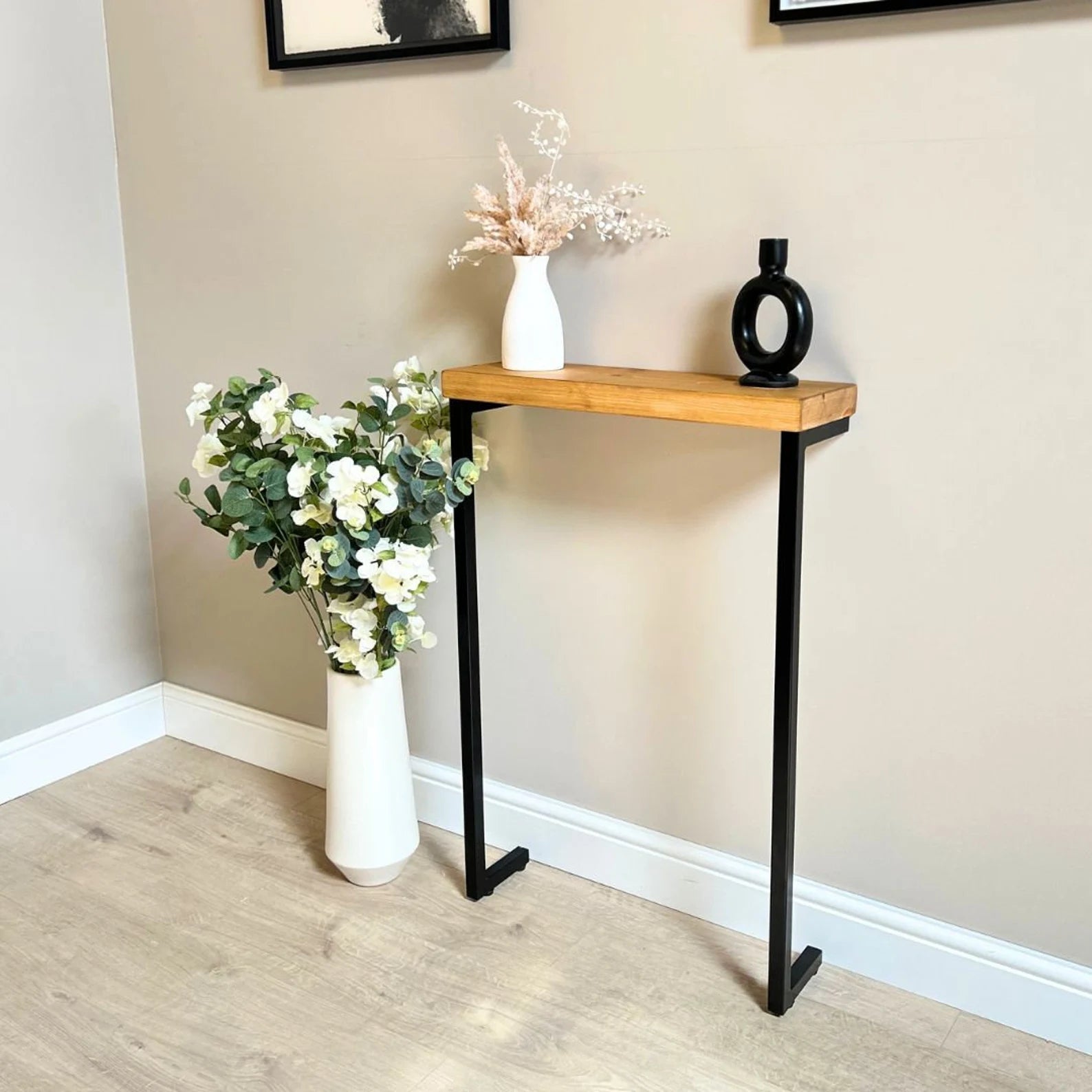 Joshua Rustic Wooden Radiator Shelf &amp; Entry Console Table handcrafted in the UK - L legs Shelves masterplank-shop   