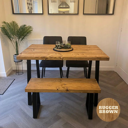 Rustic Dining Table Set - Thin Trapezium Legs Tables masterplank-shop   