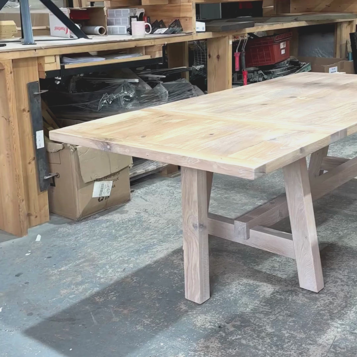 Boscobel - Solid Oak Trestle dining table - Thick Oak Trestle legs Masterplank