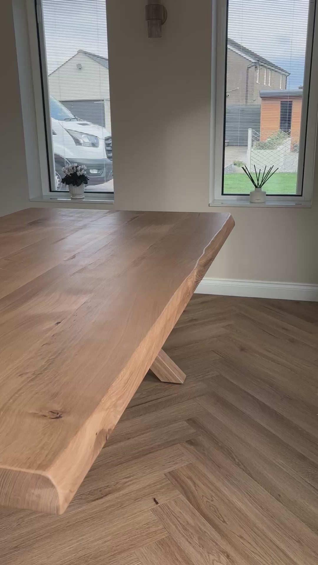 Rustic Chunky Solid Oak Dining Table and Bench set