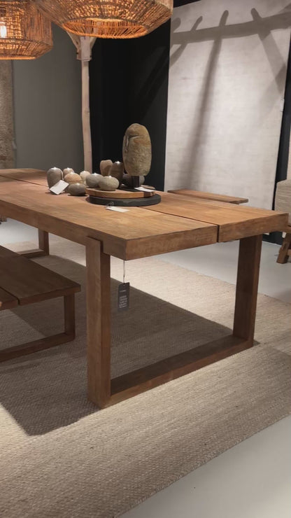 Burnan Solid Oak Dining Table Set - Oak Box legs