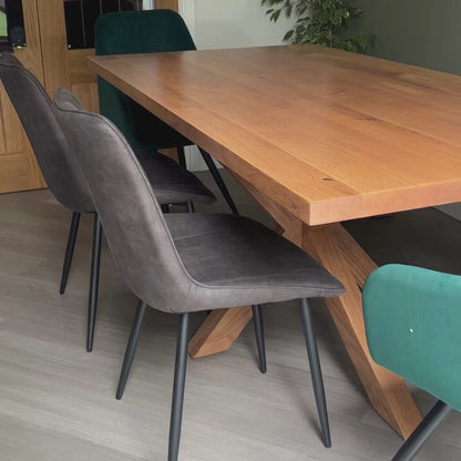 Solid Oak Extendable Dining Table and Bench Set