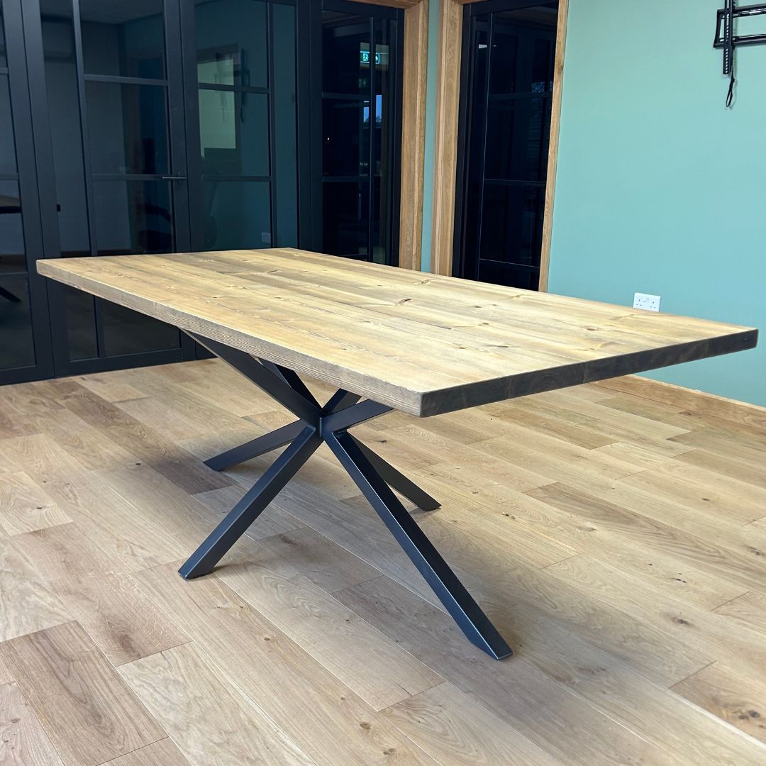 Rustic Dining Table Set - Spider leg Frame masterplank uk shop