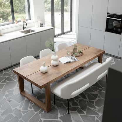 Wood dining table in contemporary kitchen