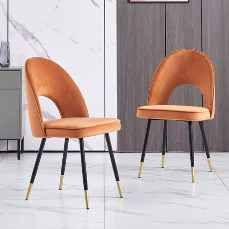 Oval Dining Chairs - velvet - Set of 2 Chairs Masterplank UK Orange  