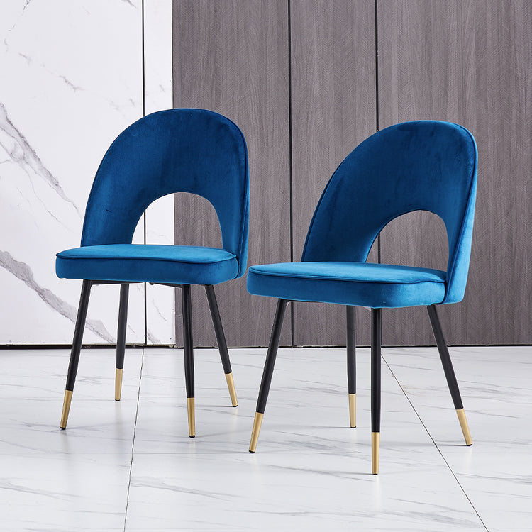 Oval Dining Chairs - velvet - Set of 2 Chairs Masterplank UK Blue  