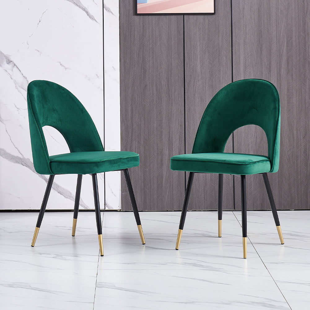 Oval Dining Chairs - velvet - Set of 2 Chairs Masterplank UK Green  
