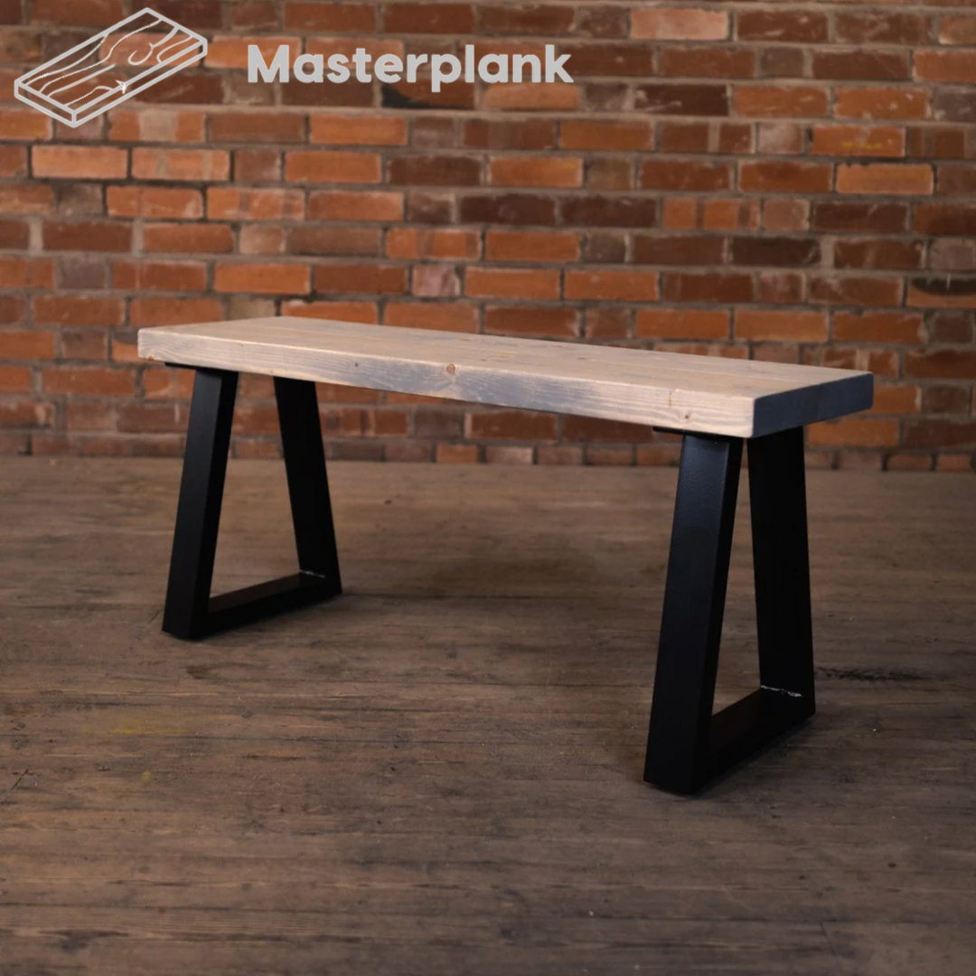 Rustic Dining Bench - Thick Trapeze Bench masterplank-shop   