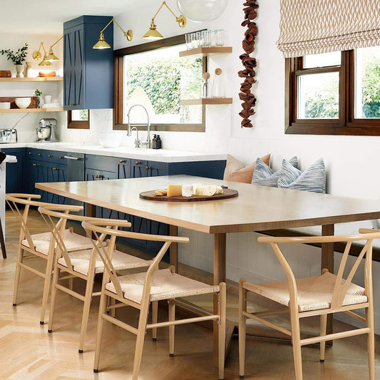 Wishbone Hans wegner style Dining chair - Metal frame Chairs Masterplank UK Natural wood  