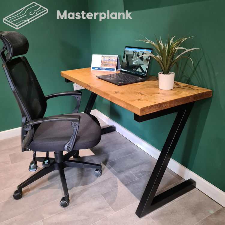 Rustic Office Desk - Z leg design Desks masterplank-shop   