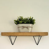 Pair of Rustic Wooden Hairpin Brackets Shelves handcrafted in the UK Shelves masterplank-shop   