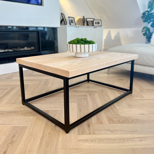 Solid Ash/Oak/Walnut Coffee Table Tables masterplank-shop Box Frame Black Oak