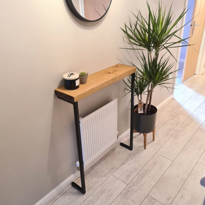 Joshua Rustic Wooden Radiator Shelf &amp; Entry Console Table handcrafted in the UK - L legs Shelves masterplank-shop   