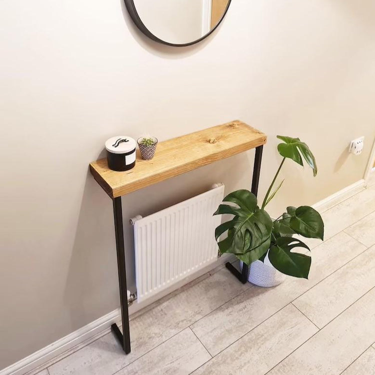 Joshua Rustic Wooden Radiator Shelf & Entry Console Table handcrafted in the UK - L legs Shelves masterplank-shop   