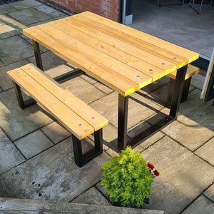 Outside / Inside Dining Table With Benches 