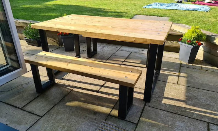 Outside/inside dining table with benches Tables masterplank-shop   
