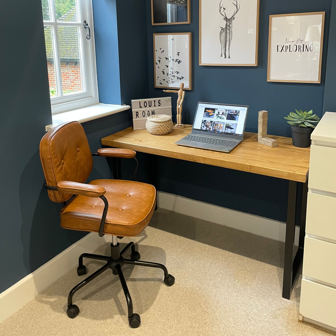 Rustic office desk - Box frame legs Desks masterplank-shop   