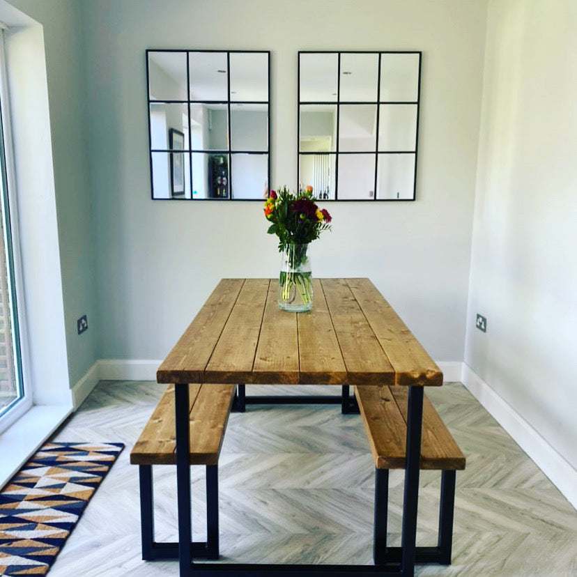 Rustic Dining Table Set - Box Frame Tables masterplank-shop   